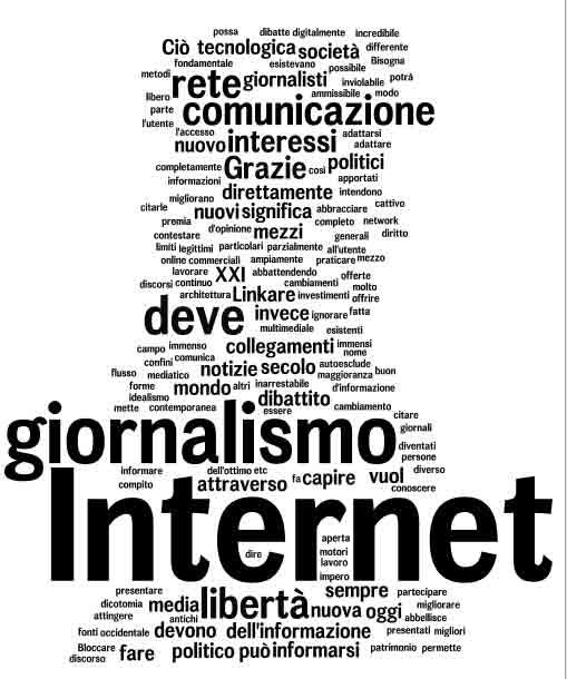 Le parole del Manifesto per l'informazione su Internet in un'immagine creata con Wordle