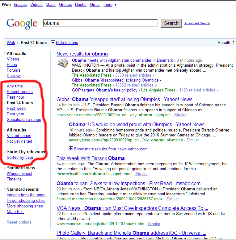 Le nuove funzioni di ricerca di Google sulla barra laterale sinistra