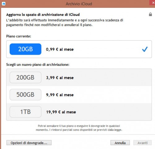 Nuovo pannello di controllo iCloud per Windows